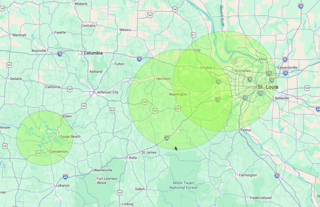 A map of WR&C service area